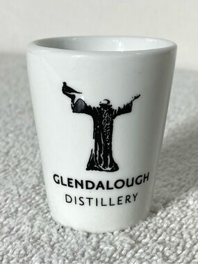 5/$35 White Ceramic Glendalough Distillery Souvenir Shot Glass